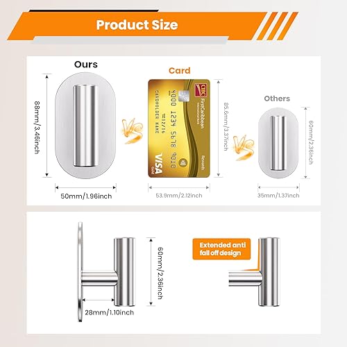 Miniatura 2 de Ganchos adhesivos plateados resistentes, ganchos de pared para ducha, baño, toalla, abrigo, bata, ganchos de acero inoxidable para colgar, ganchos