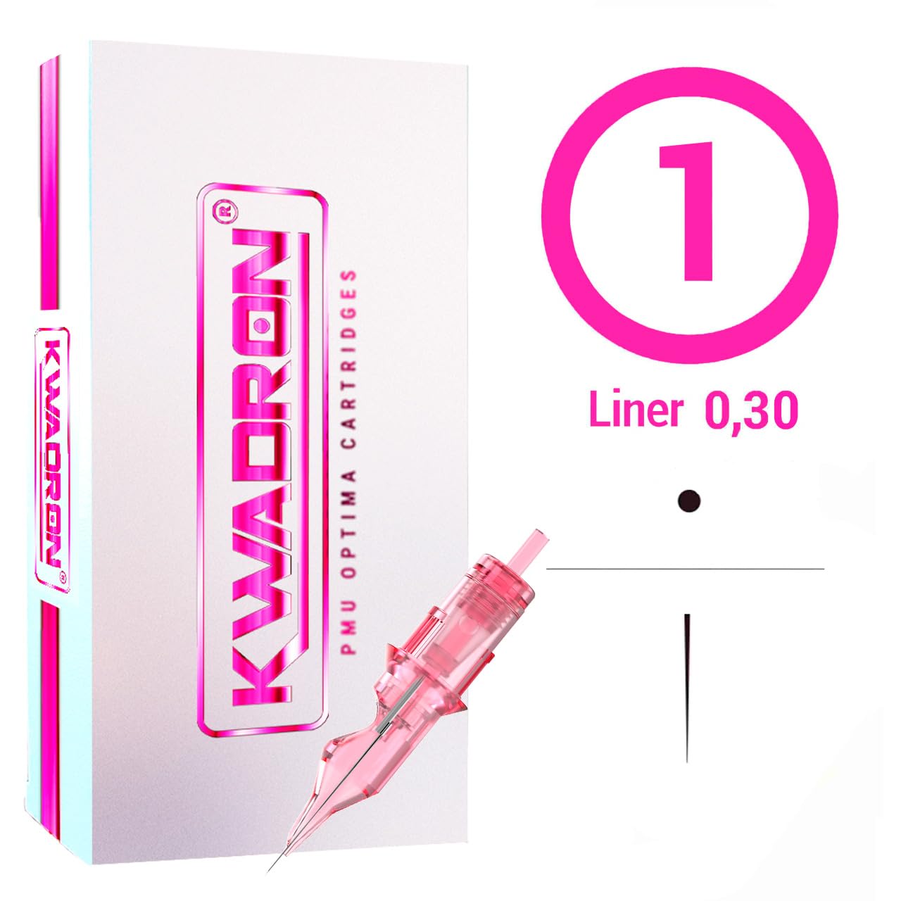 Kwadron Cartucho PMU Optima Micro Linea - Agujas de Cartucho para máquina de micropigmentación 20 unidades (1RL-0,30mm)