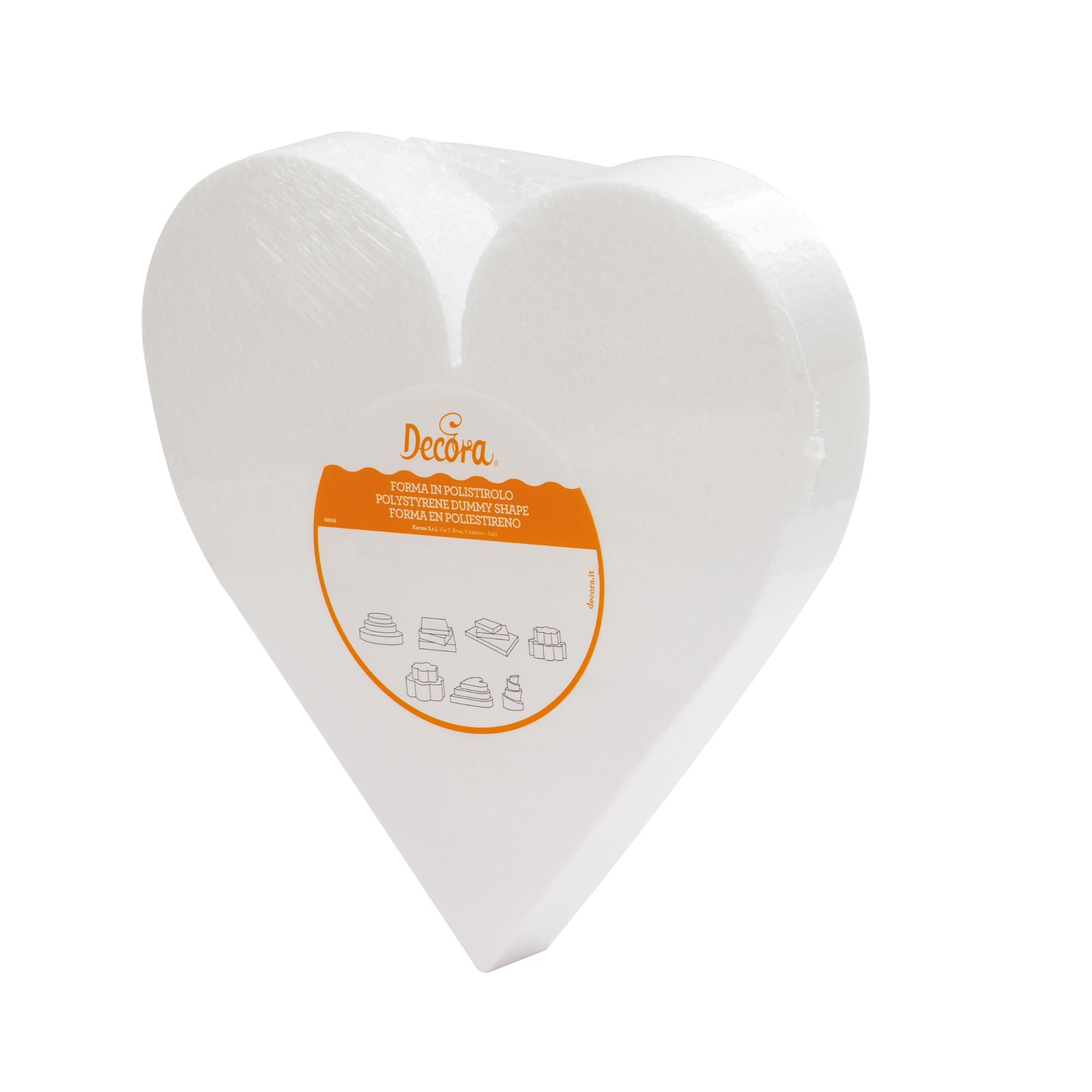 Decora 0173912 Basi a forma di cuore in polistirolo ideali per esercitazioni e per realizzare torte a piani dall'aspetto perfetto, Dim. 50 X 5 H CM