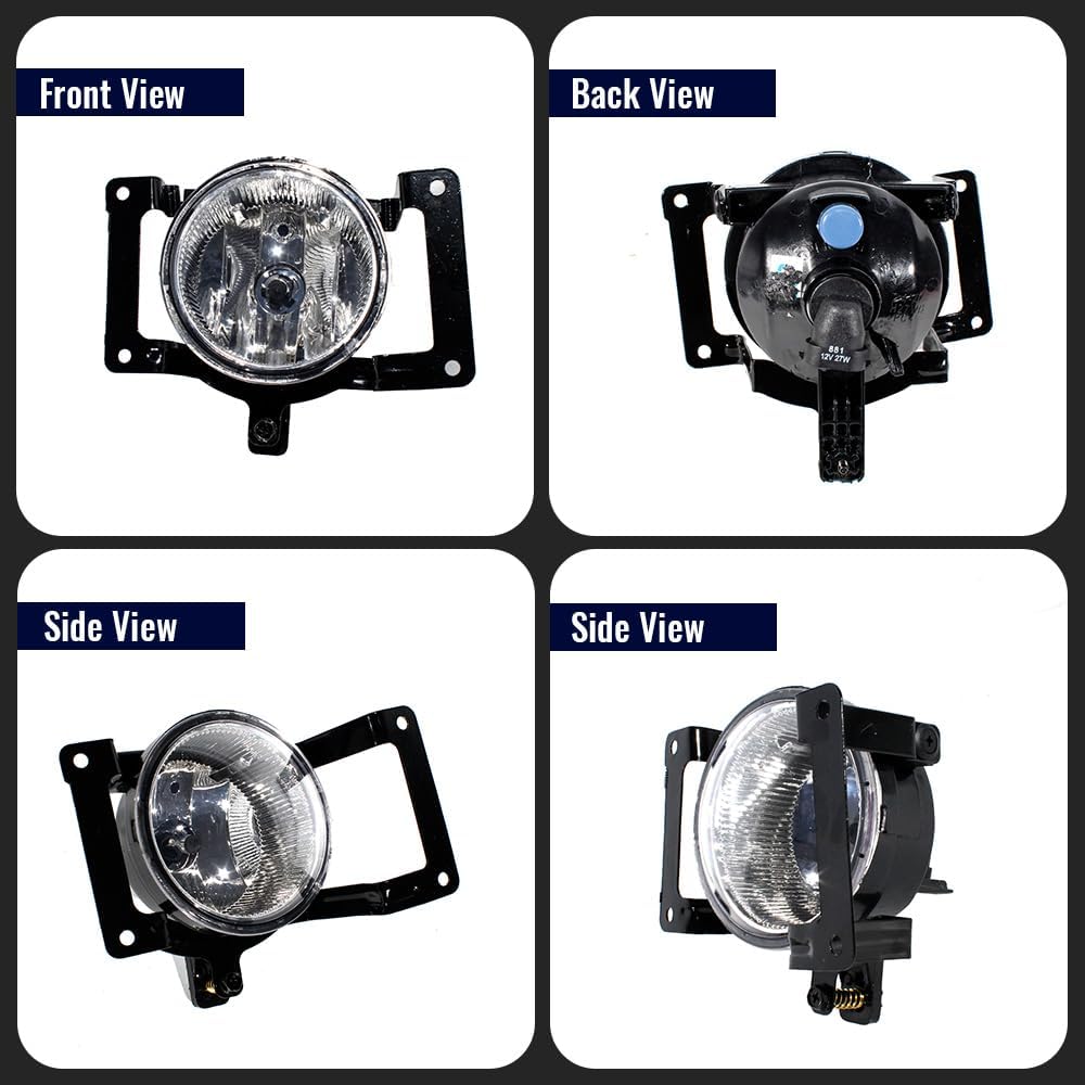 Fog Lights Assembly Fit for 2005 2006 2007 2008 2009 2010 2011 2012 Hyundai Tucson Fog Light Assembly W/Bulbs, Black & Clear, Halogen,OEM: 92201-2E000 92202-2E000 (Left + Right)