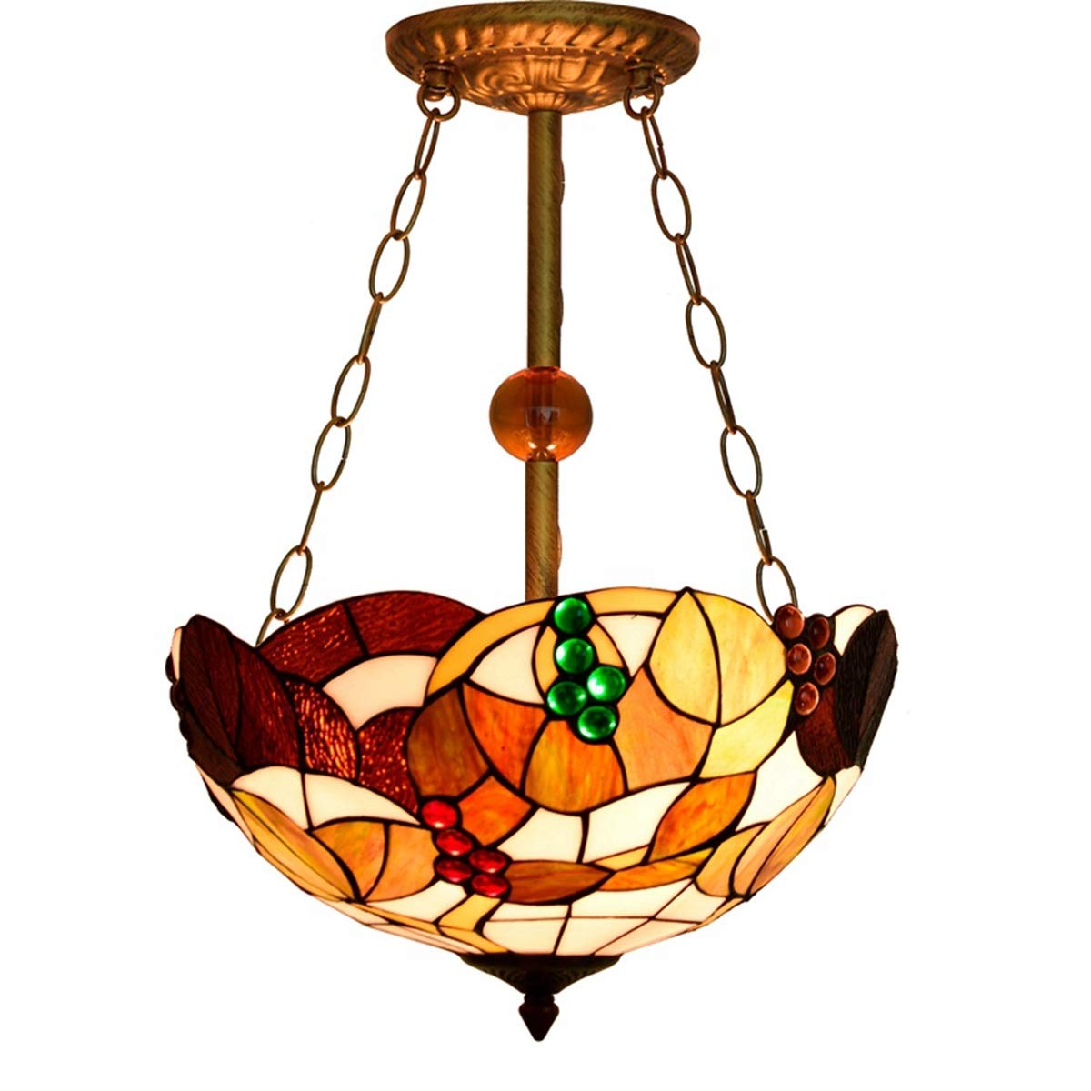 Lustre en Verre teinté de Plafond 16 Pouces Tiffany Brown Grape suspension d'art