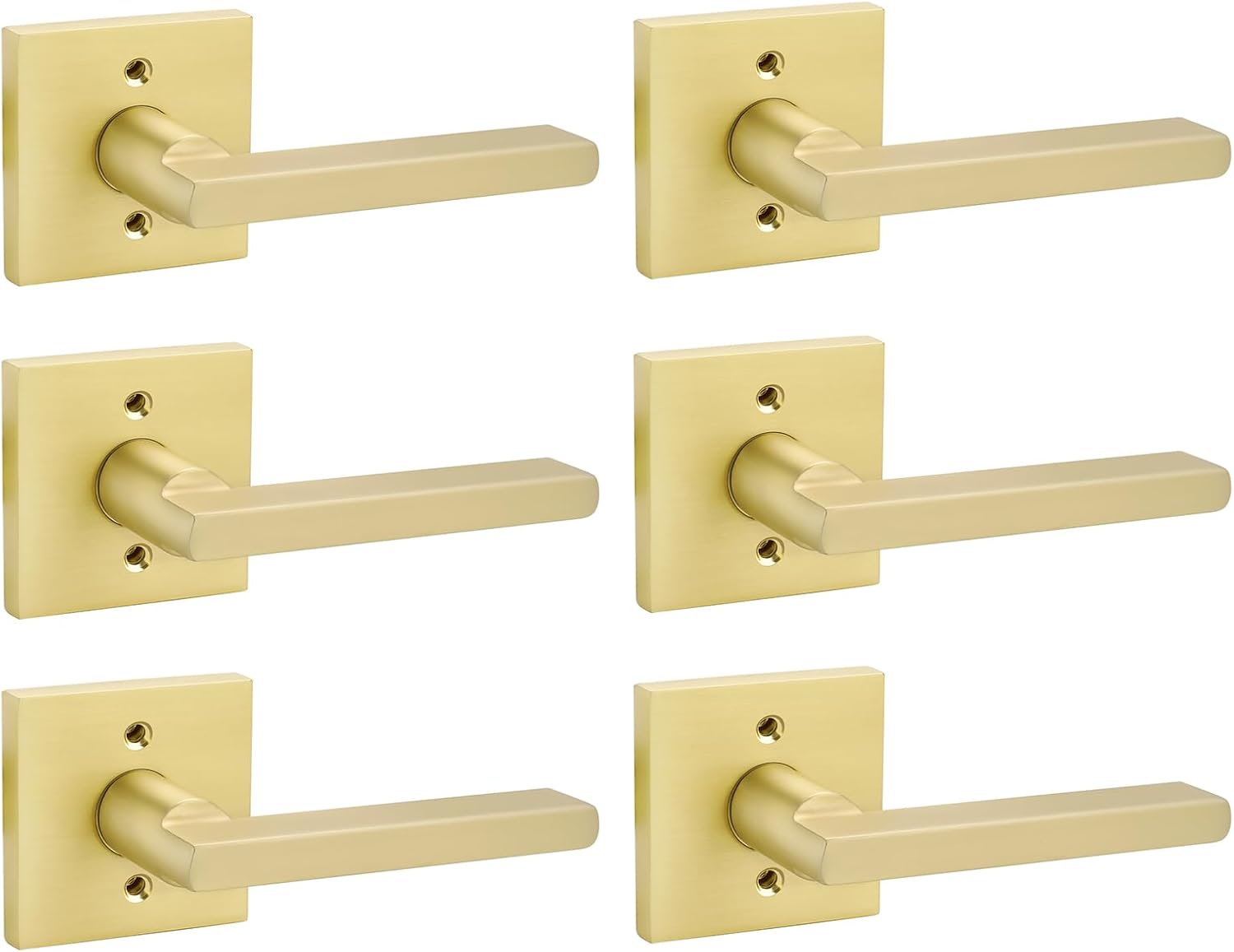 goldenwarm Brushed Gold Dummy Door Handle – Non-Turning Decorative Interior Lever for Pantry, French Doors & Closets (6 Pieces) 3 Pack Dummy Brushed Gold