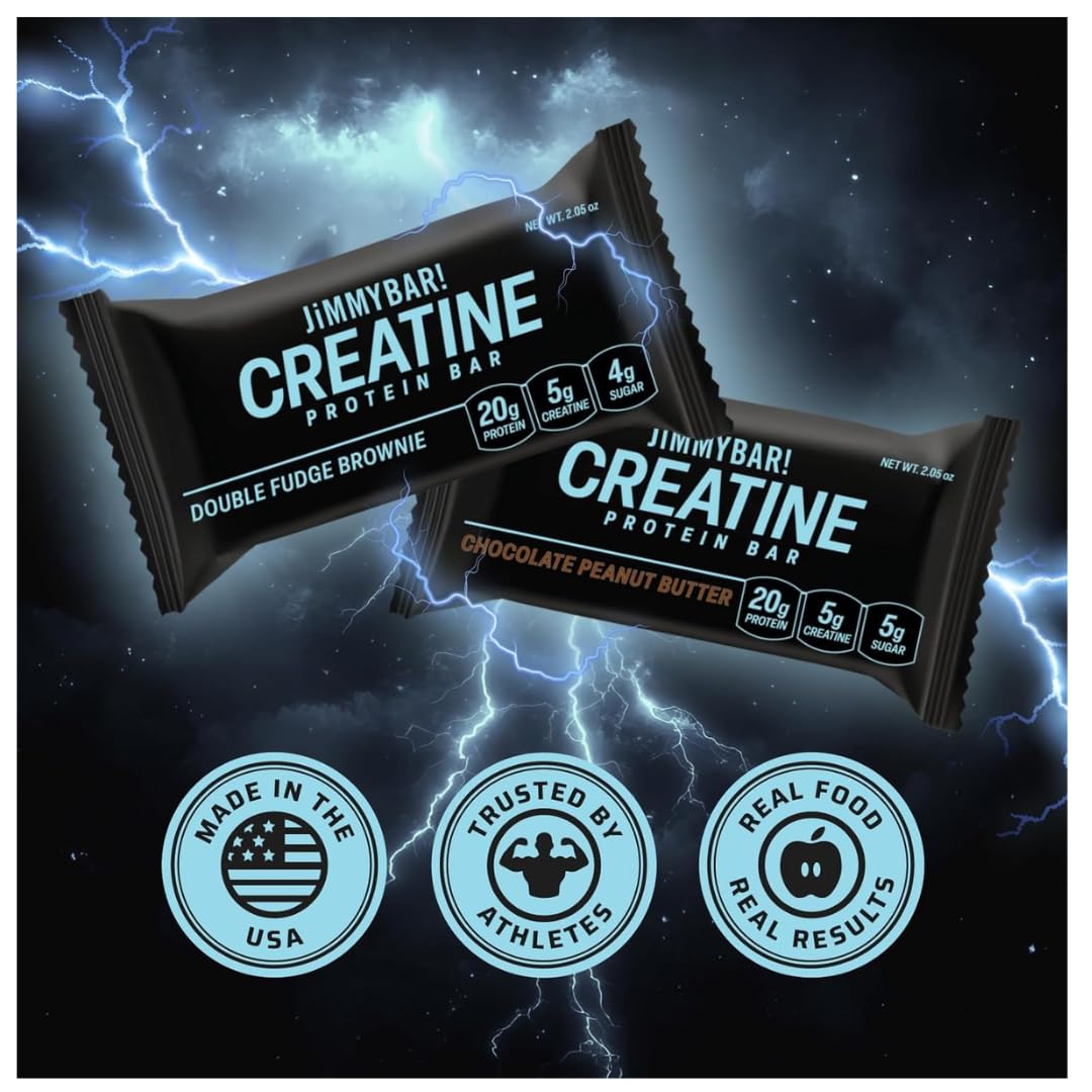 Criatine Functional Protein Bar Variety Pack, Double Fudge Brownie & Chocolate Peanut Butter, 20g Protein, 5g Creatine, 4g Sugar, 14 Bars (Pack of 2)