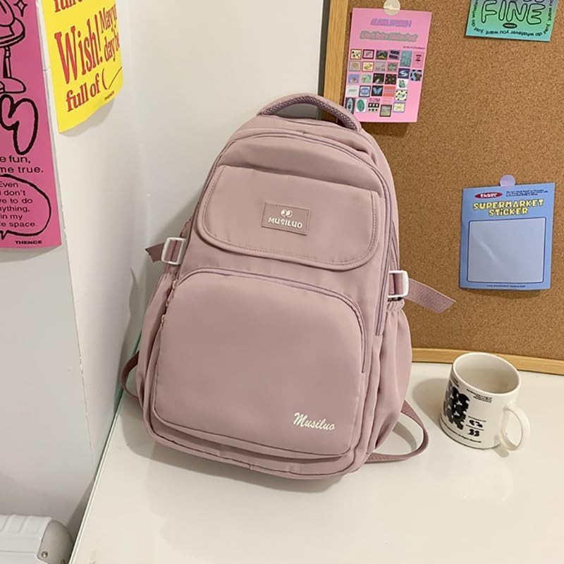 ALTALIVA Kawaii Mini Backpack Aesthetic Nylon Backpack FashionDaily Backpack for Women Laptop Daypack for Traveling (Pink)