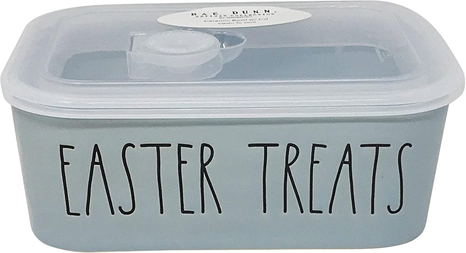 Rae Dunn by Magenta Ceramic Easter Container with vented lid (6.5 x 5 x 2.5) (Small Rectangle (6.5 x 5x 2.5), Easter Treats/Blue)