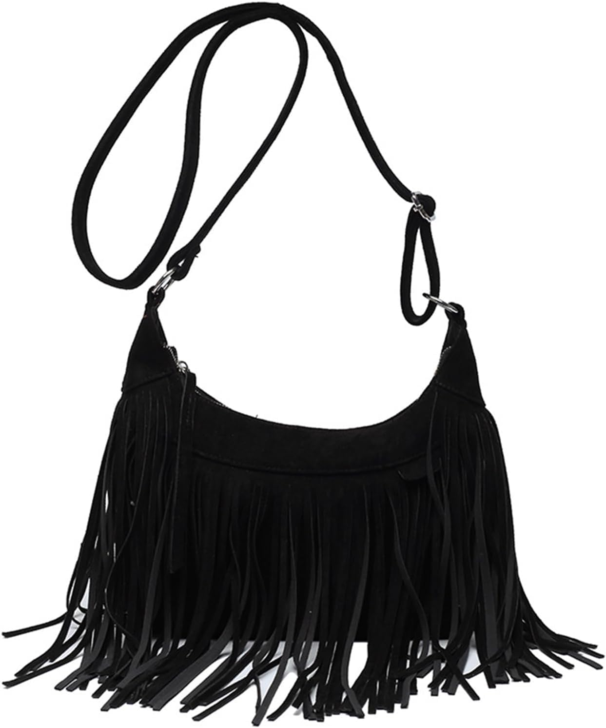 Sac à bandoulière en pompon et daim vintage pour femme adepte du look bohème