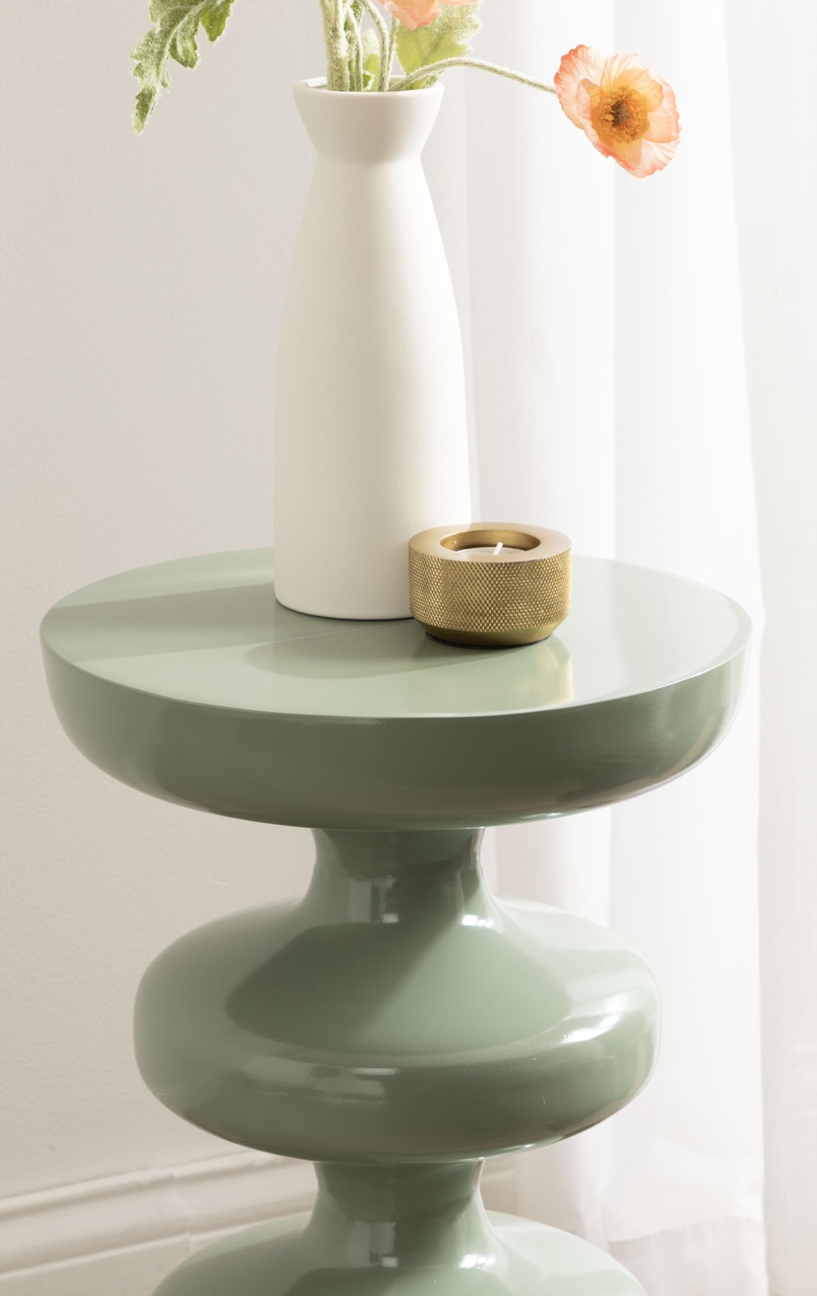 Kate and Laurel Fondi Modern Metal Round Side Table, 12 x 12 x 21, Green, Dorm Living Room Stacked Bubble End Table for Use as Bedroom Nightstand or Outdoor Patio Decor Option