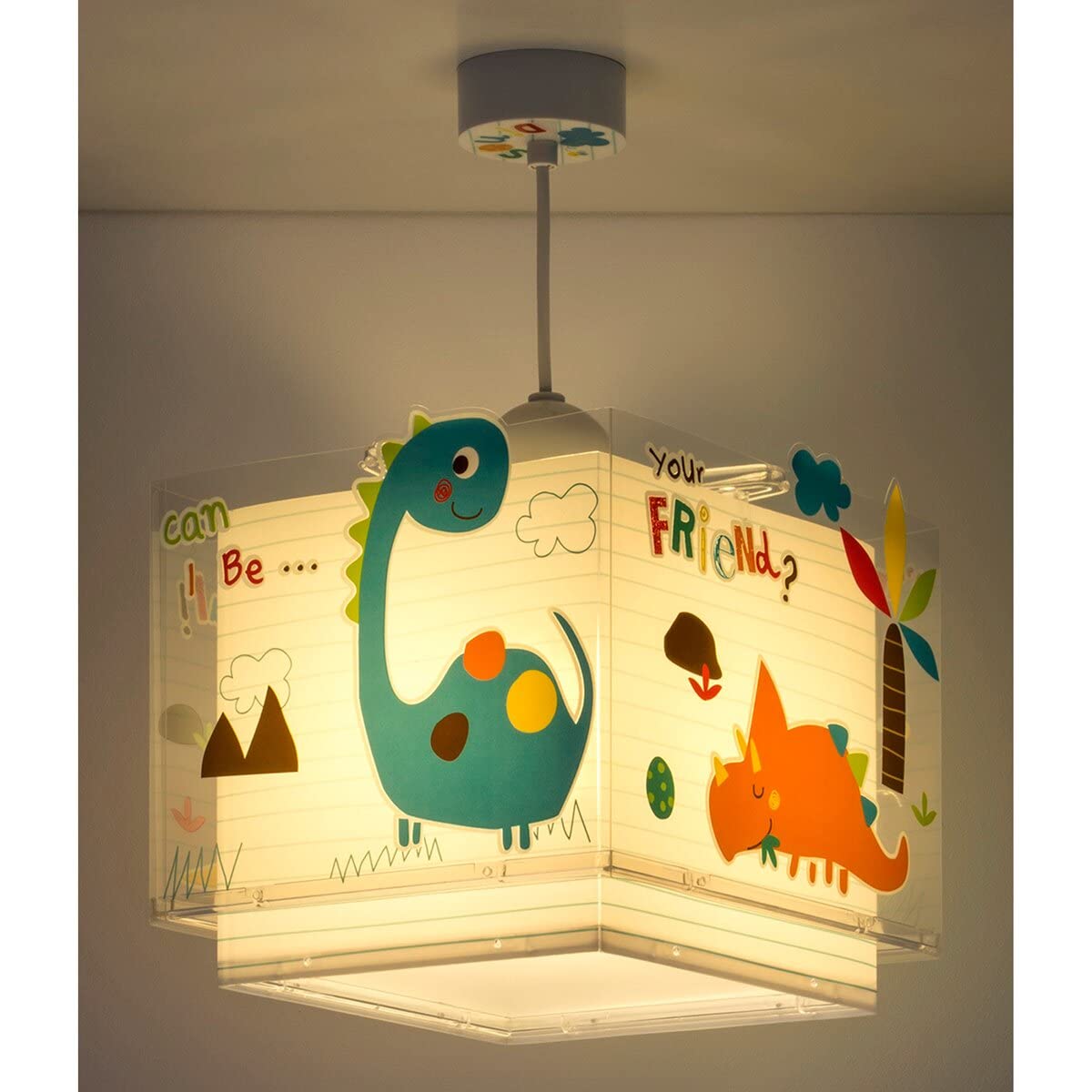 Dalber Lámpara Infantil de Techo Colgante Dinosaurios Dinos E27, Multicolor
