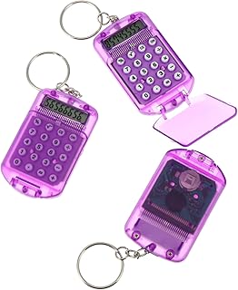 TEHAUX 3Pcs Chaveiro Calculadora Calculadora De Bolso Chaveiro Calculadoras Para Crianças Pequena Calculadora De Bolso Mini Estudantes Calculadora Material De Escritório Portátil Roxo