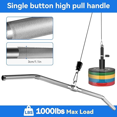 Miniatura 4 de Accesorio para máquina de cable, barra desplegable de lat, barra recta de tríceps de aluminio ligero, barra en V, accesorios de extracción LAT,