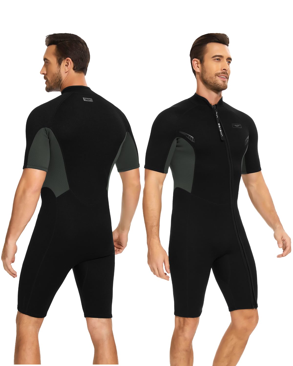 Seaskin Shorty Wetsuits for Mens Womens 2mm Front Zip Diving Suits