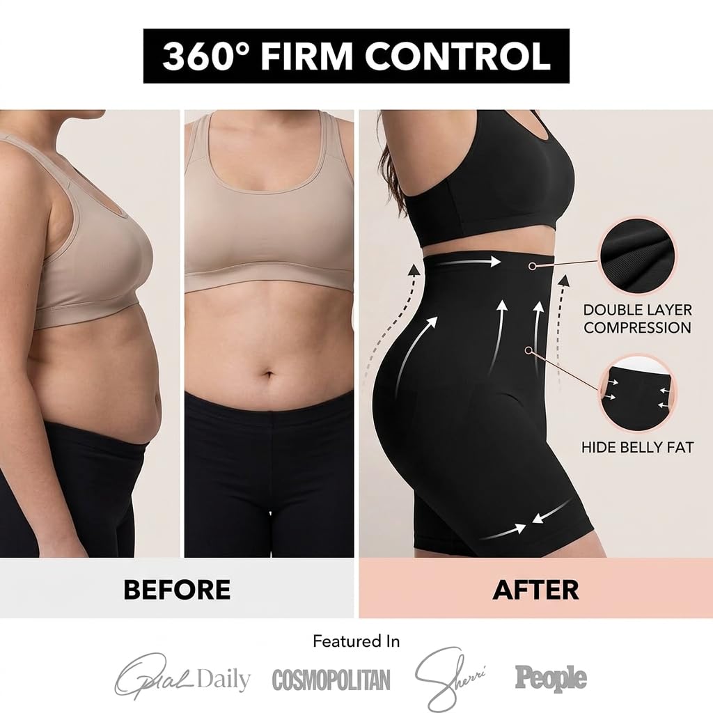 Boolavard Fajas Moldeadoras para Mujer - Shorts de Cintura Alta con Control de Abdomen y Efecto Reductor de Muslos. Ropa Interior para Mujer.