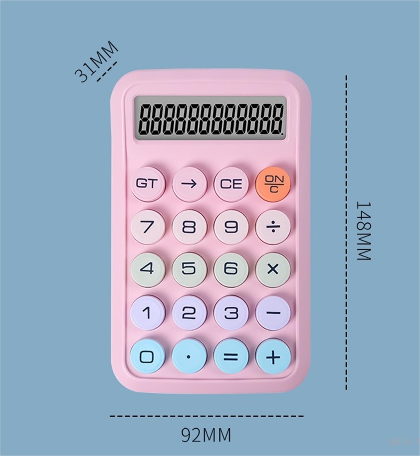 Fourniture Scolaire Calculatrice Portable Multifonctionnelle avec Boutons Ronds Adaptée Aux Calculs De Bureau Outils Auxiliaires(Rosa)