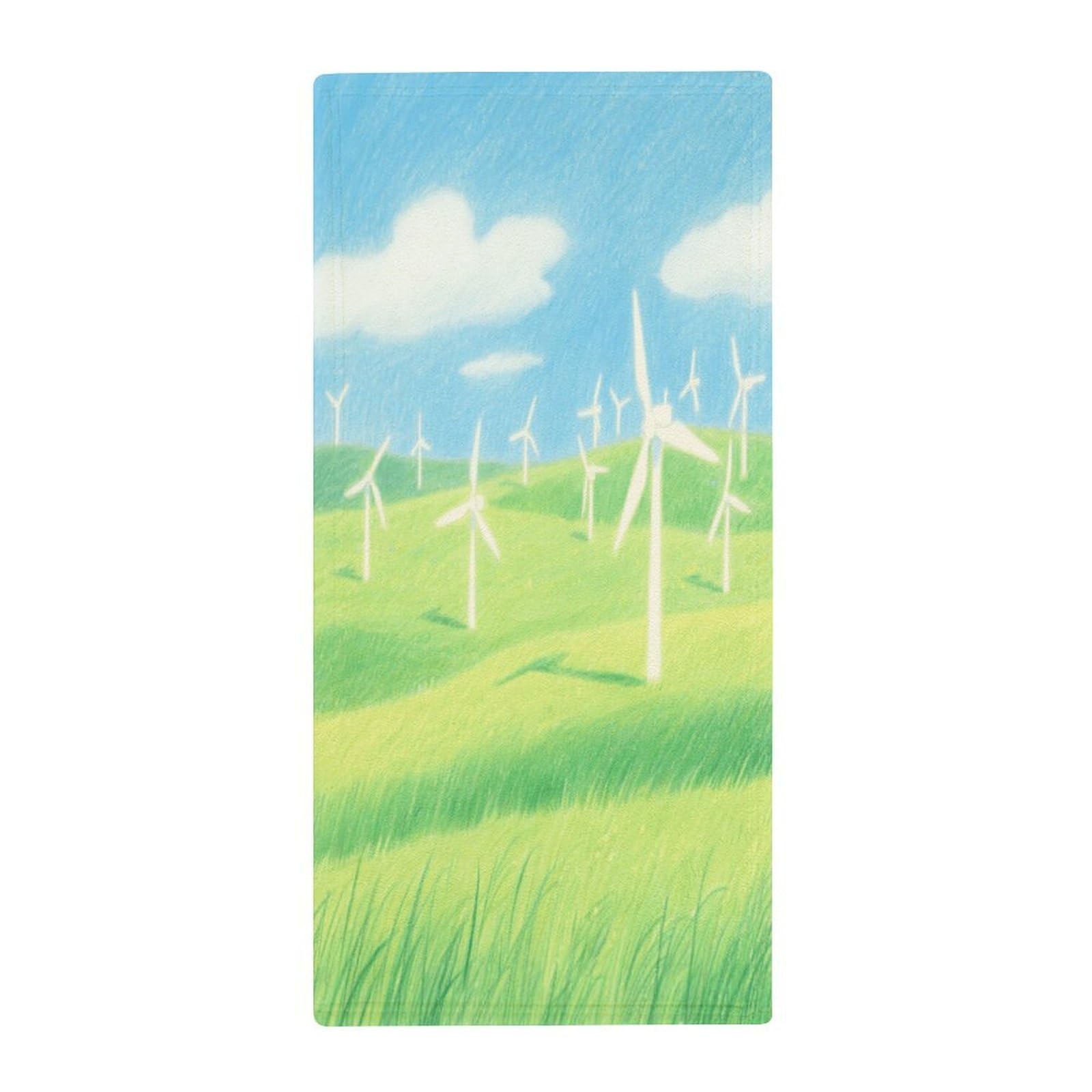 Fekiloot Style Grassland Windmill Group Towels For Bathroom, Bath Towels 13.8 X 28.7 Inch, Hand Towel Multipurpose Use As Bath Fitness, Bathroom, Shower, Sports, Yoga Towel