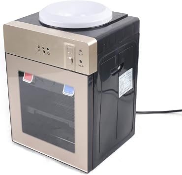 DYNAMI Water Cooler Top Loading Countertop Water Cooler Dispenser, Cold and Hot Water Dispenser,Efficient Cooling/Heating,Holds 3-5 Gallon Bottles,Removable and Easy to Clean Champagne Gold
