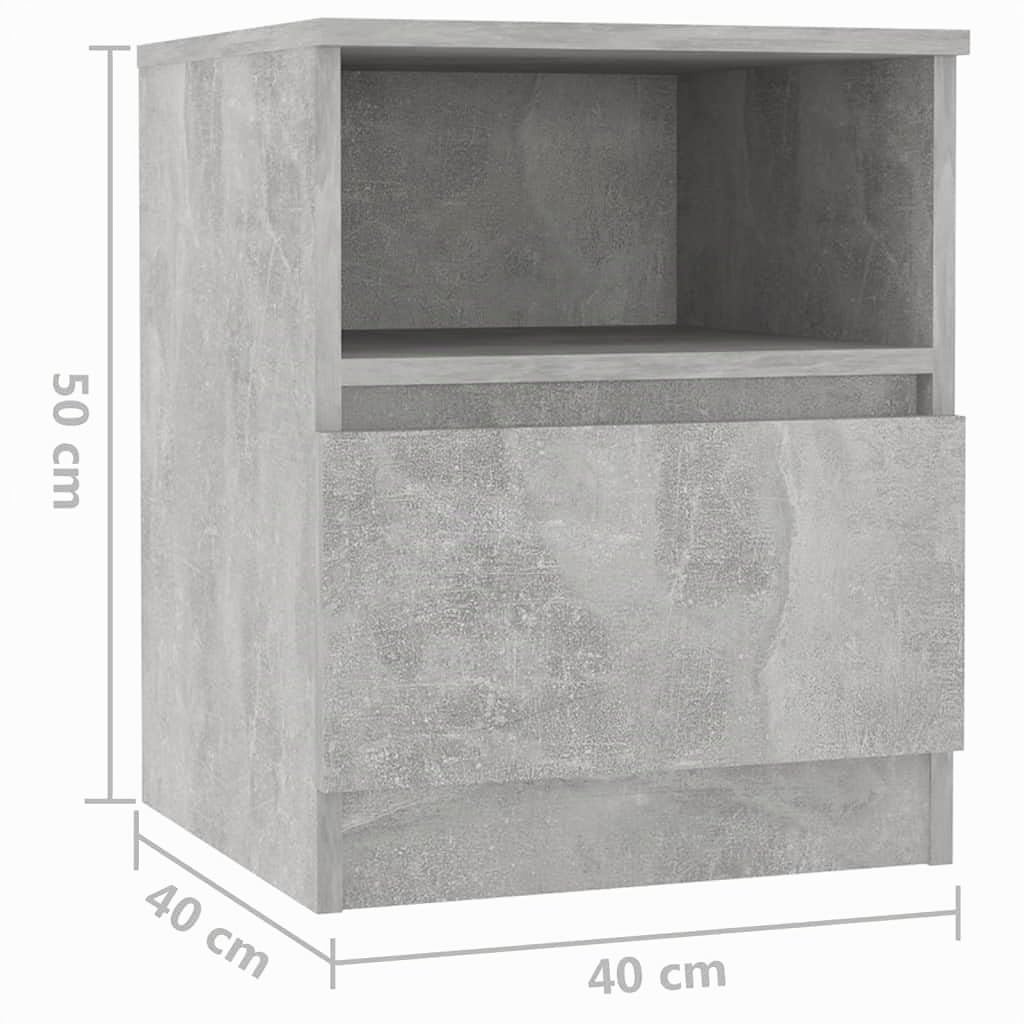 vidaXL Tables de Chevet 2 pcs, Armoires de Nuit avec Tiroir, Armoires de Lit, Meubles de Rangement Chambre, Scandinave, Gris Béton Bois d'Ingénierie