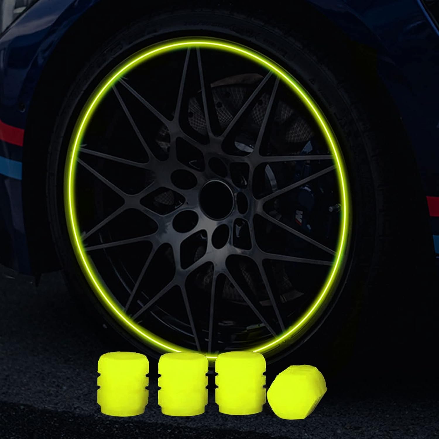 8PCS Dust Caps for Car Tyres,Universal Fluorescent Tyre Valve Caps