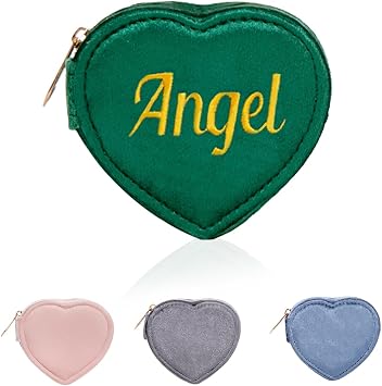 Ulico Personalized Travel Jewelry Box Jewelry Case,Embroidered Name Small Velvet Travel Jewelry Organizer,Custom Initial Travel Essentials Gift for Women Teen GirlHeart