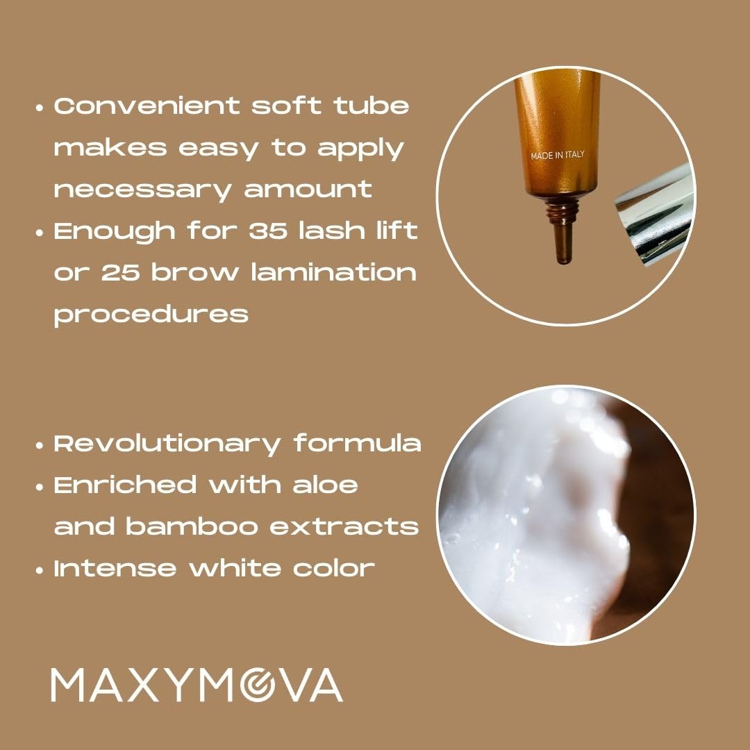MAXYMOVA Kit laminazione ciglia e sopracciglia, Lash lift kit, Formula rivoluzionaria, Linea Supreme, Con aloe e bambù, Prodotto professionale per salone, Tubi da 10 ml