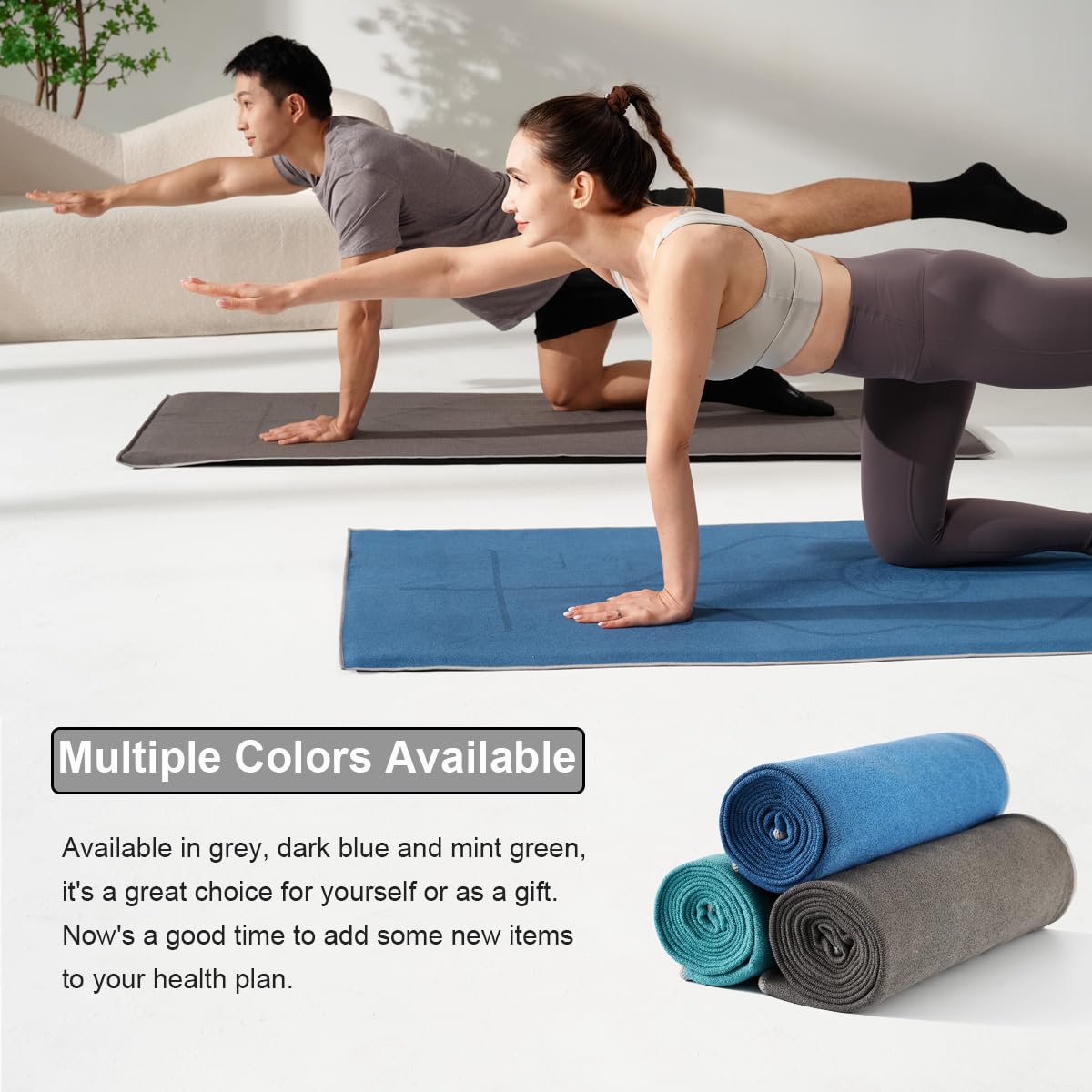 RYTMAT Yoga Mat Towel with Alignment Lines, 72''x24'' Non Slip Pilates Towel with Carrying Bag, Sweat-Wicking and Quick-Drying Exercise Mat Towels Suit for Hot Yoga, Pilates and Fitness (Dark Grey)