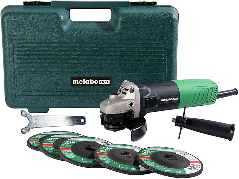 Metabo HPT 4-1/2-Inch Angle Grinder, Includes 5 Grinding Wheels &amp; Hard Case, 6.2-Amp Motor, Compact &amp; Lightweight, G12SR4