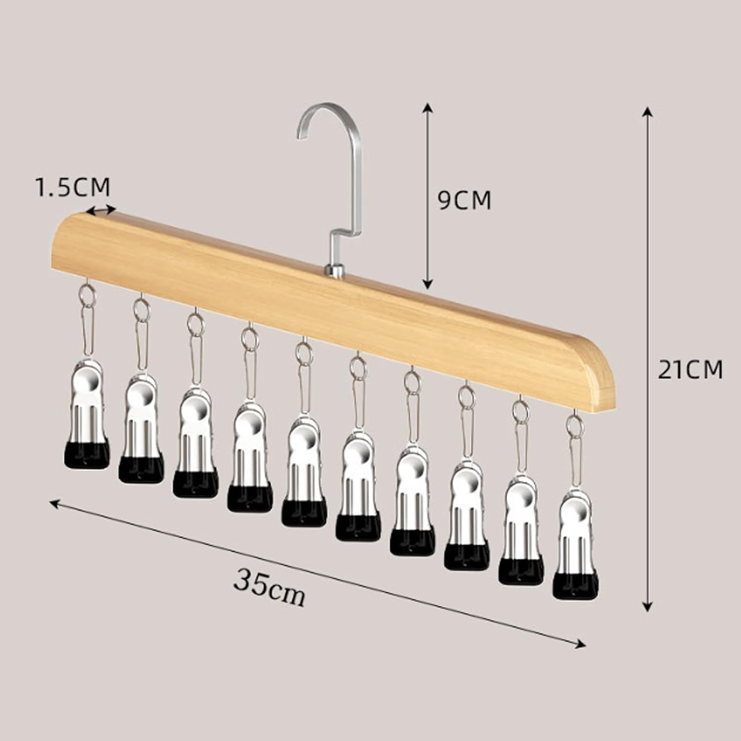 2Pcs Hanging Closet Organizer Stainless Steel Clip Rack with 360°Rotating Adjustable Clips Garment Hanger for Pants Scarf Belts for Bedroom Entryway Closet Storage