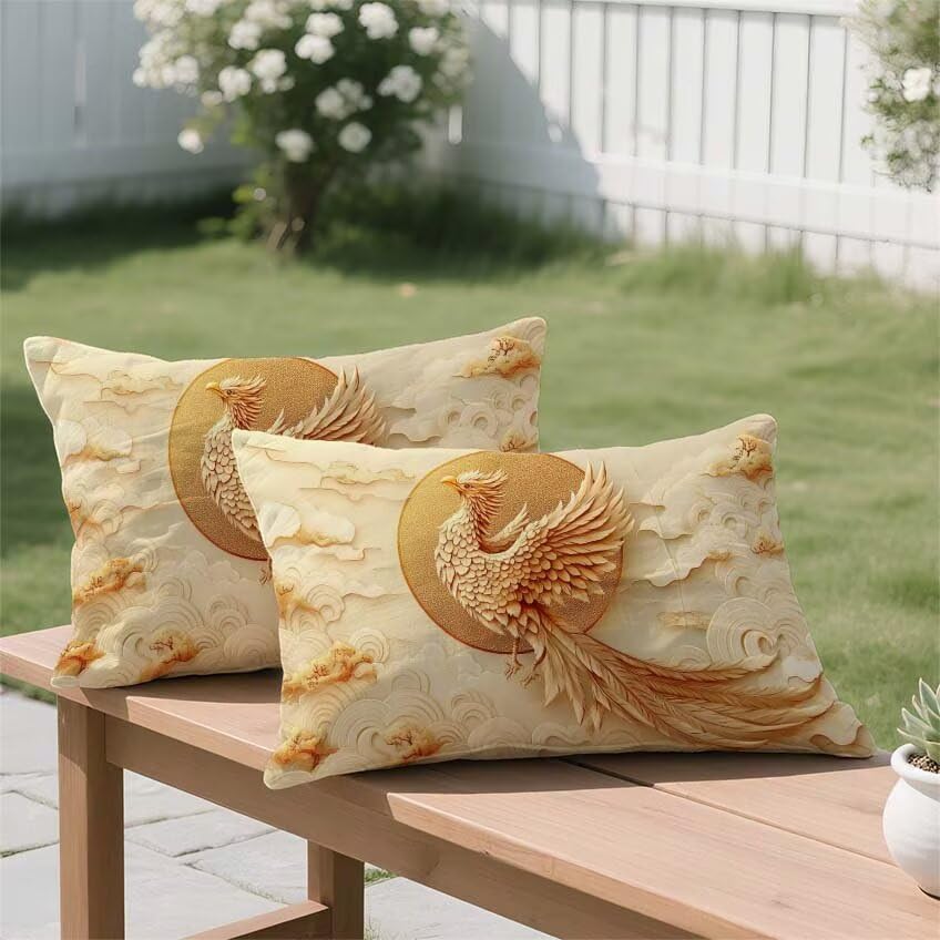 Housse coussin exterieur imperméable 70x90cm orange et résistant