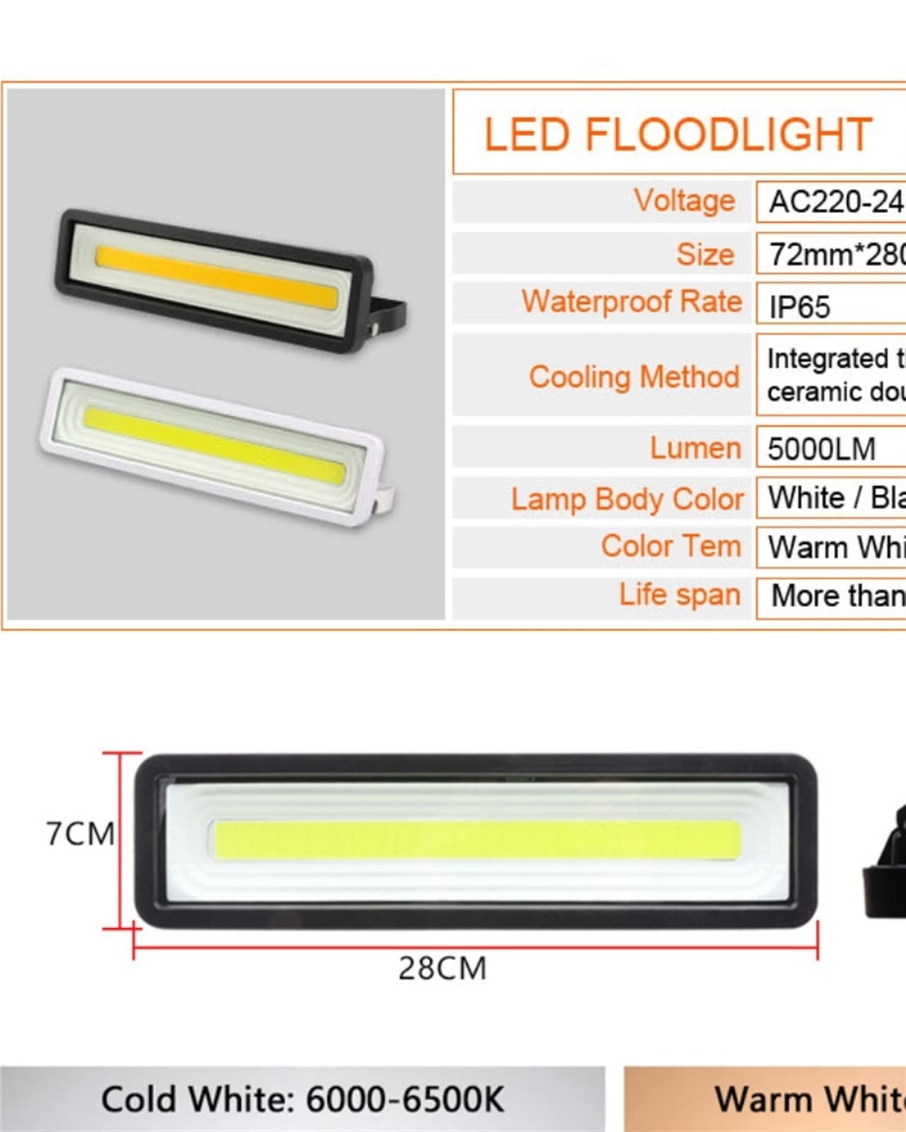 lampy solarne do użytku na zewnątrz, Reflektory Zewnętrzne projektory reflektorów Konstrukcja zewnętrzna Obudowa Brama garażowa Lampa świetlna(White Cold White B)