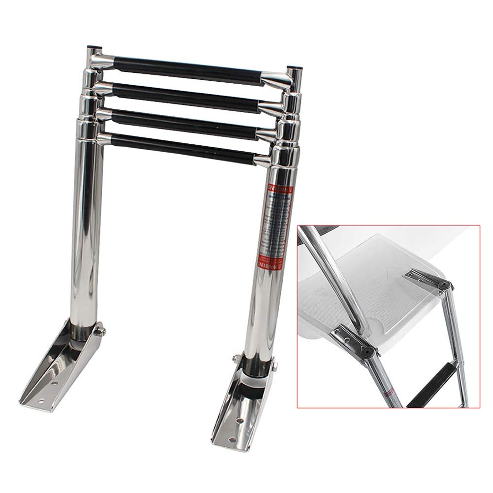 Échelle télescopique en acier inoxydable Erru 4 marches 550 LB