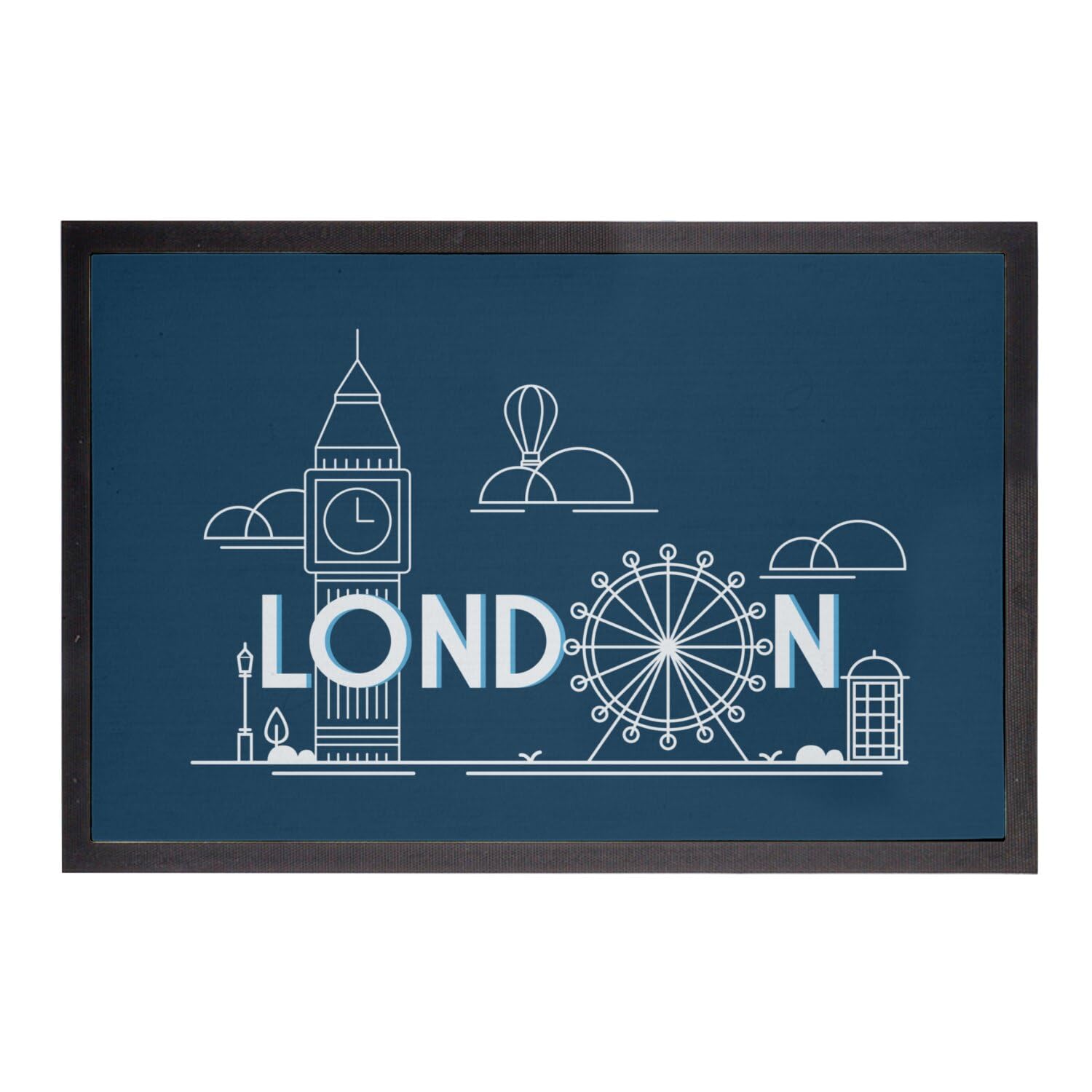 Paillasson bleu Londres contre les sols sales entrée 75x50cm