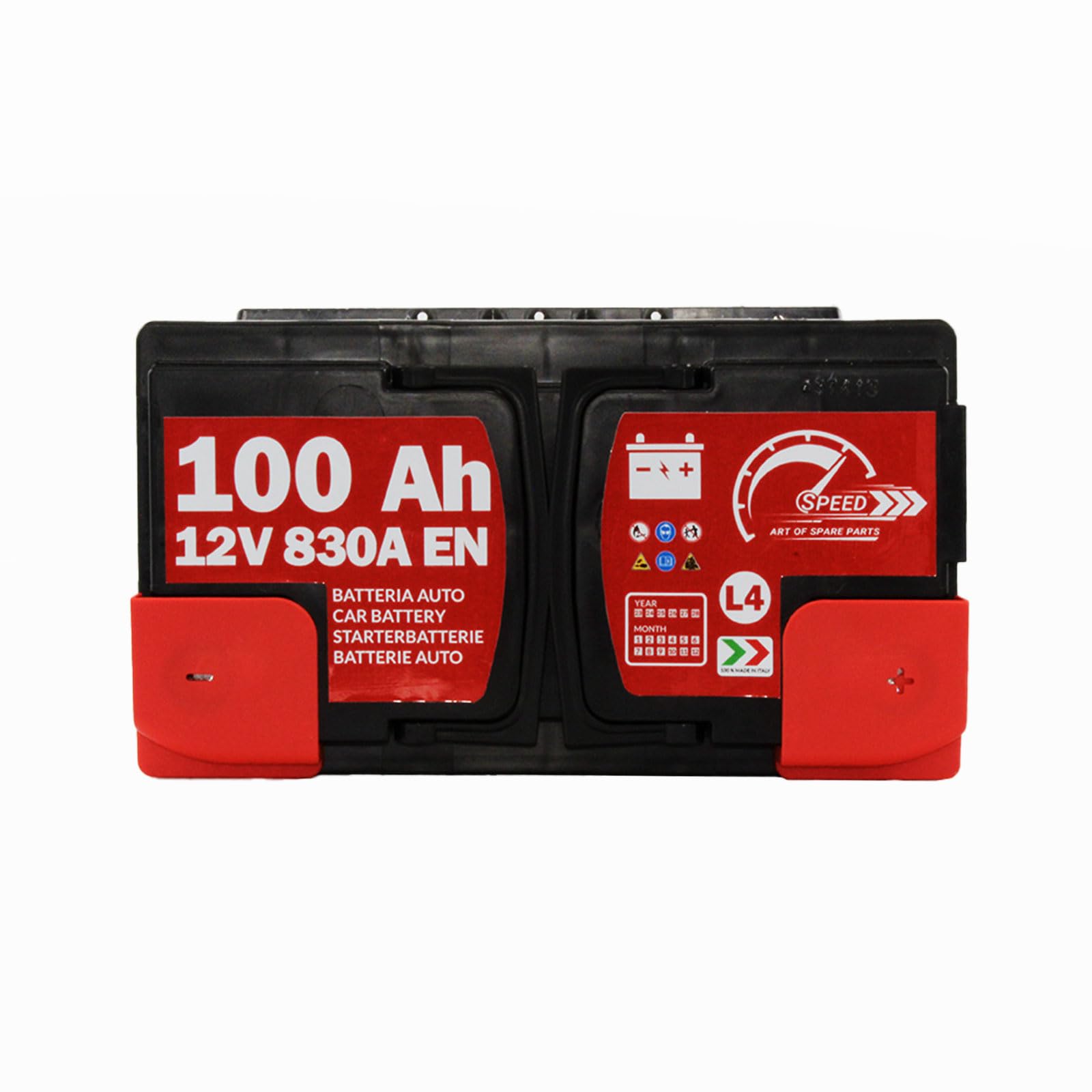 Speed - Batería de arranque de coche original L4 de 100 Ah, 12 V, 830 A +DX | polo positivo a la derecha