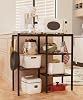Artibear 4-Tier Kitchen Microwave Oven Stand, Adjustable Coffee Bar Station for Small Appliance, Bakers Rack with 4 Hooks & 5 Storage Shelves, Utility Rack for Kitchen, Living Room, Office, Black