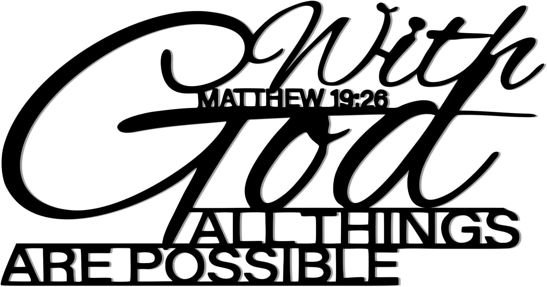 Slickss With God All Things Are Possible Wall Decor - Christian Bible Verse Metal Sign, Religious Scripture Wall Art for Inspirational Home and Office Decor, 15.7x7.6 Inch