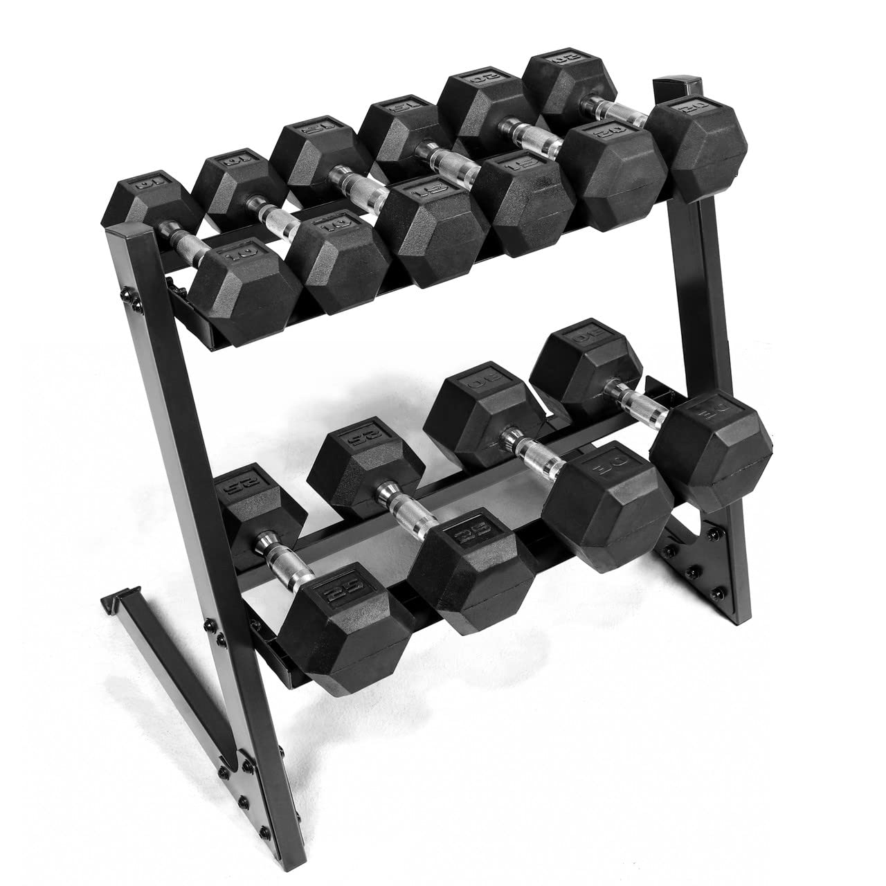 WF Athletic Supply 200Lb Dumbbell Set, 10-30Lb Dumbbell Set with Two-Tier Storage Rack for Muscle Toning, Strength Building & Weight Loss - Multiple