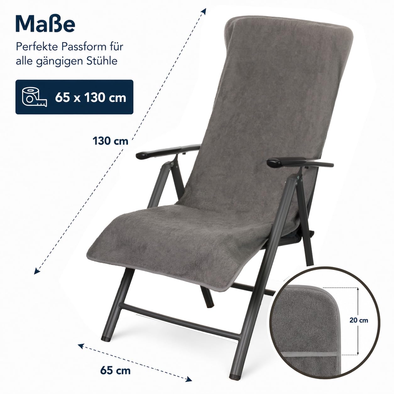 Brandsseller pokrowiec ochronny na leżak ogrodowy, plażowy, pokrowiec ochronny z gąbki 100% bawełny - ok. 60 x 135 cm - Kolory: Antracyt