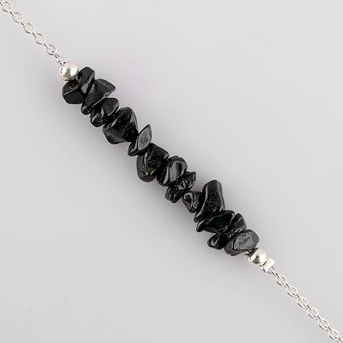 Miniatura 48 de TGH Pulsera de barra de chips naturales, cristal curativo, pulsera de cuentas crudas chapada en plata, cadena ajustable de 7 + 1 pulgada, regalo