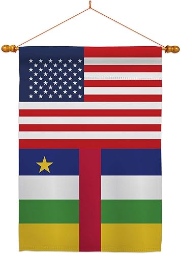 Vista 17 de Nationality Central African Rep. US Friendship Garden House Flags Set Regional Nation International World Country Particular Area Small Decorative