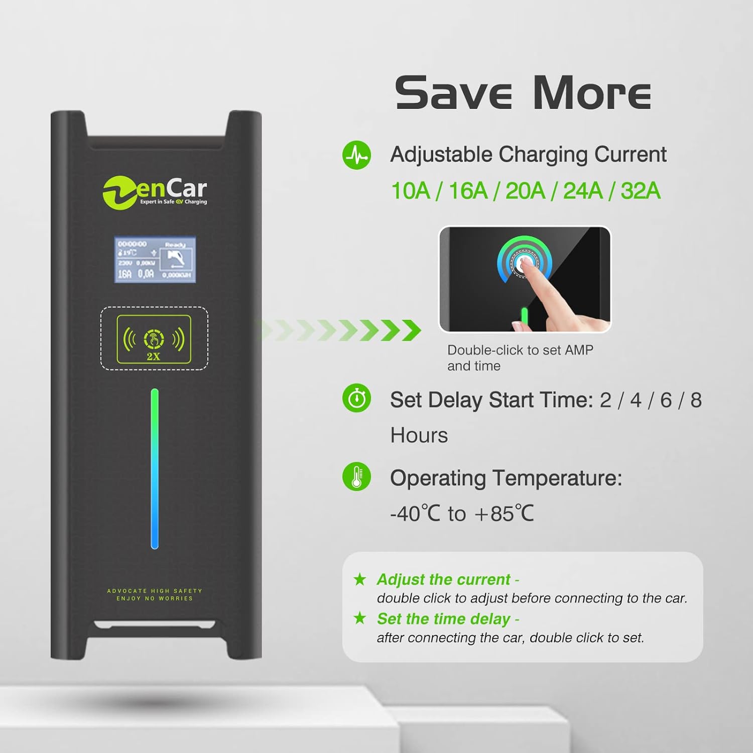 Buy ZENCAR Level 2 EV Charger 32 Amp Portable EVSE Home Electric