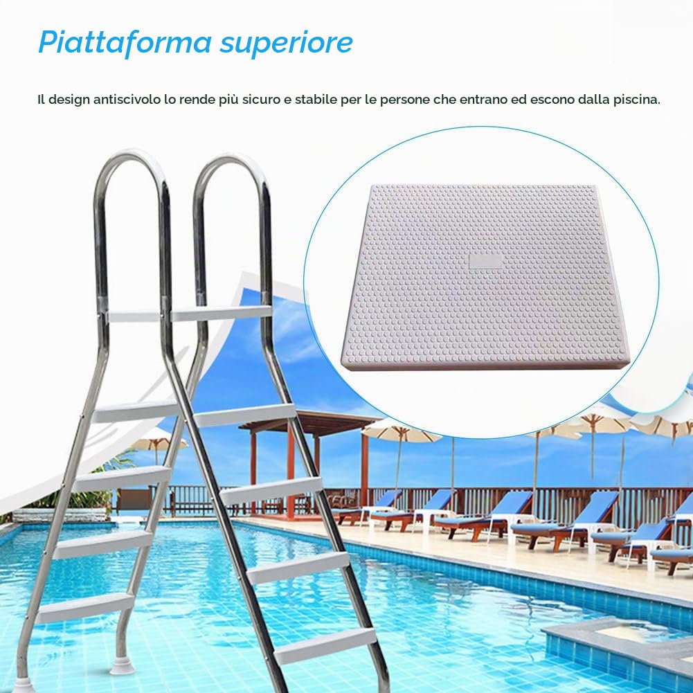BOTOWI Sostituzione della Piattaforma della Scala della Piscina per Il Sistema di Scala a pioli della Piscina Fuori Terra, Piattaforma della Scala della Piscina Bianca, 460X360X45MM