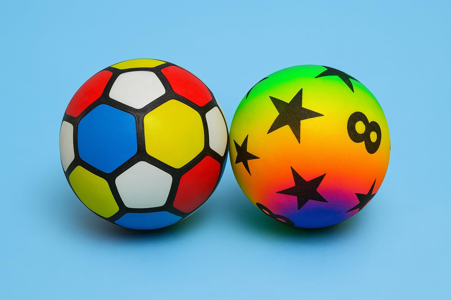 RIDERA Rainbow Color Soft Football for Kids | Lightweight PVC Ball for Indoor Outdoor Fun | Multicolor Play Ball for Boys & Girls | Ideal for School Sports, Birthday Gift, Return Gift (Pack of -2)-image-33
