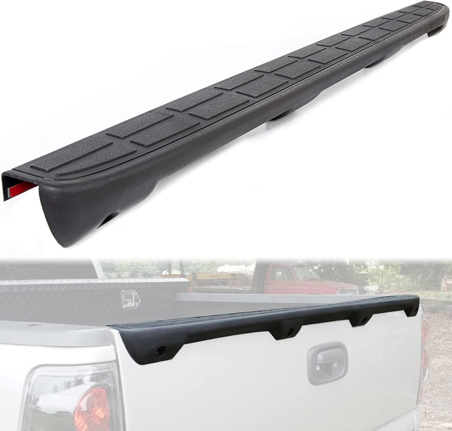 Tailgate Spoiler Cap Cover Compatible with 1999-2007 Chevy Silverado GMC Sierra Replacement for 15932249 GM1909101 Molding Top Protector Textured Black