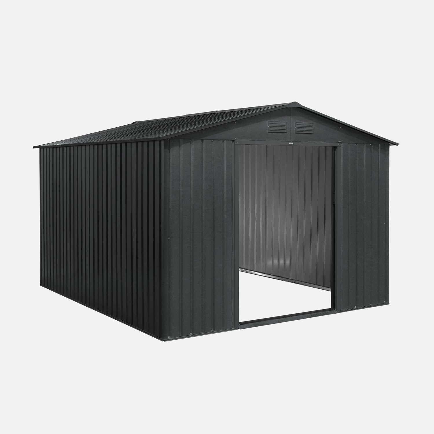 Alice's Garden - Abri de Jardin en métal - FLANDRE 8.84m² Gris Anthracite - Cabane à Outils avec Deux Grandes Portes coulissantes. kit de Fixation Sol Inclus. Maison de Rangement. Remise