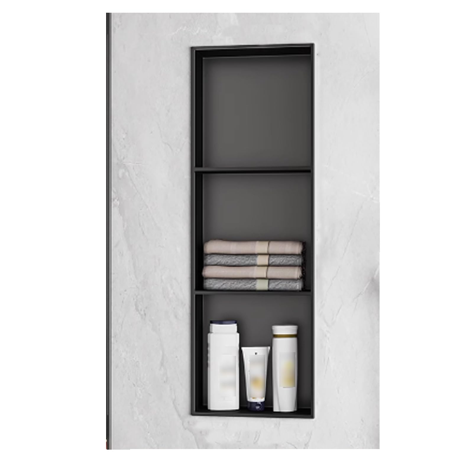 AYCDL Square Corner Stainless Steel Shower Wall rt for Bathroom Easy Installation Modern Design Waterproof Storage Solution Space-Saving nizer,Nero-90 * 28cm