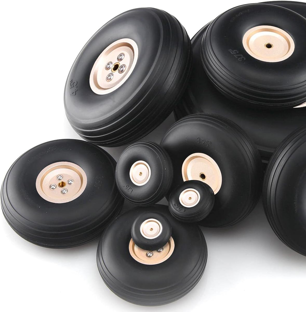 RC Airplane Wheels 5" PU Tire with Aluminum Hub (2PCS) for Ages 168+