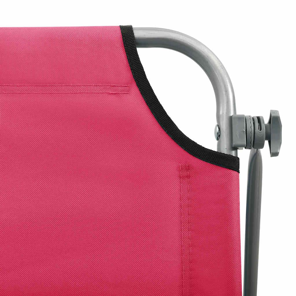 Sonnenliege mit Dach klappbar, Gartenliege mit verstellbarem Sonnendach und Rückenlehne, Strandliege aus Stahl für Garten und Camping, Belastbar bis 120 kg, Rosa
