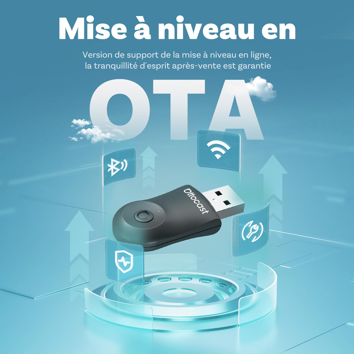 OTTOCAST Mini 2025 Nouveaux, Adaptateur CarPlay sans Fil pour iPhone, Adaptateur Android Auto, Convertit Le CarPlay Filaire en CarPlay sans Fil, Compatible avec Les Voitures avec CarPlay Filaire et AA