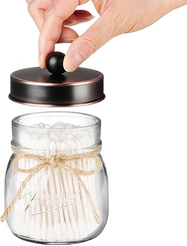 Miniatura 3 de Amolliar Mason Jar - Juego de accesorios de baño de 4 piezas, dispensador de jabón de loción y 2 soportes Qtip y soporte para cepillos de dientes,