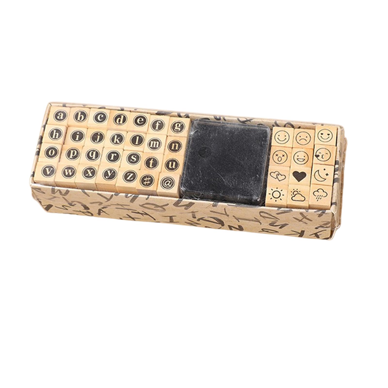 40Pcs Letter Number Stamp Alphabets Number Symbol Stamps Wood Construction Comes with Inks Pad for Teachers Students Multipurpose Wooden Stamp