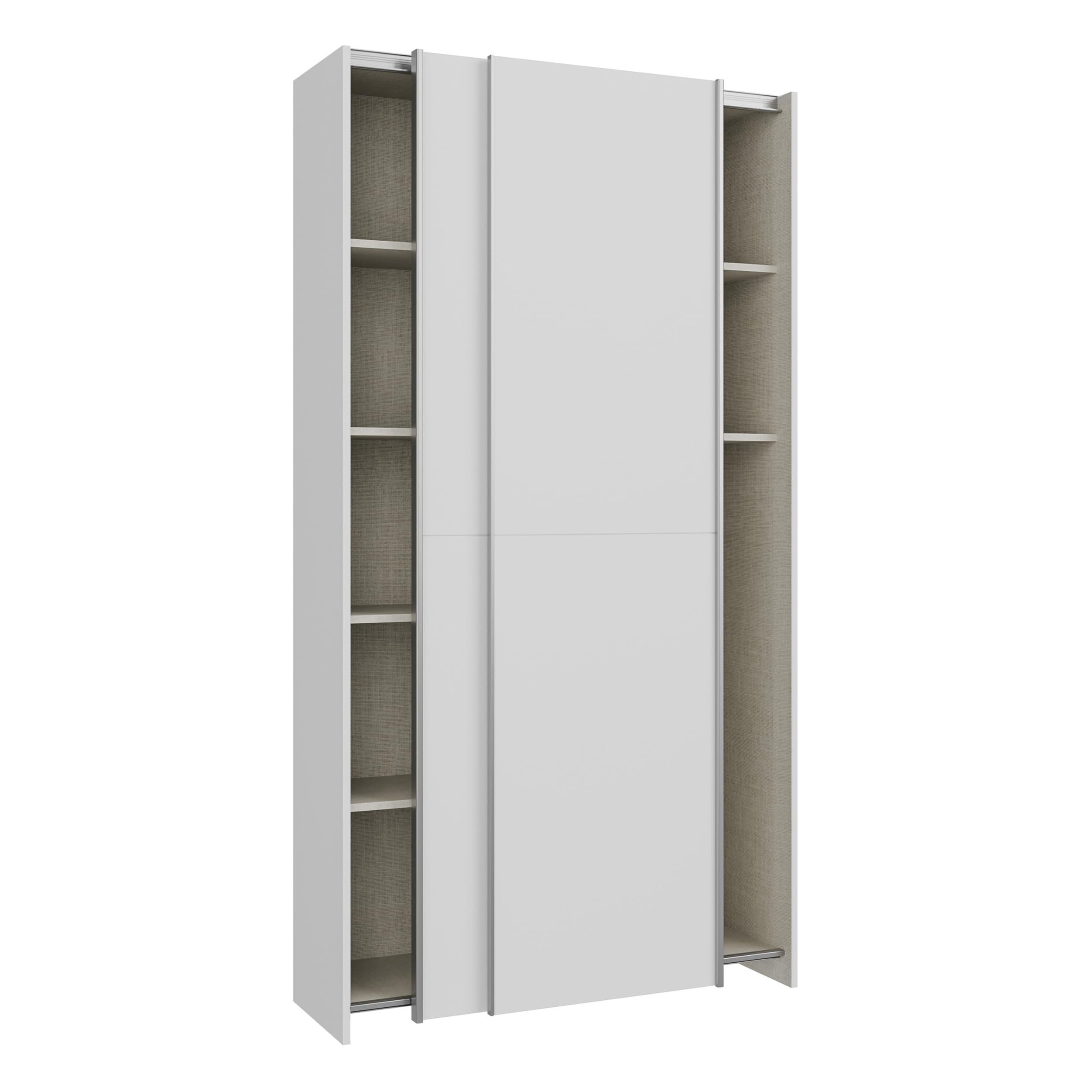 Forte Home Nook Merhzweckschrank 100 40, moderner Schwebetürenschrank mit 2 Türen, schmal, Flur, Holzwerkstoff, Weiß, 100,1 cm breit x 190,5 cm hoch x 39,1 cm tief