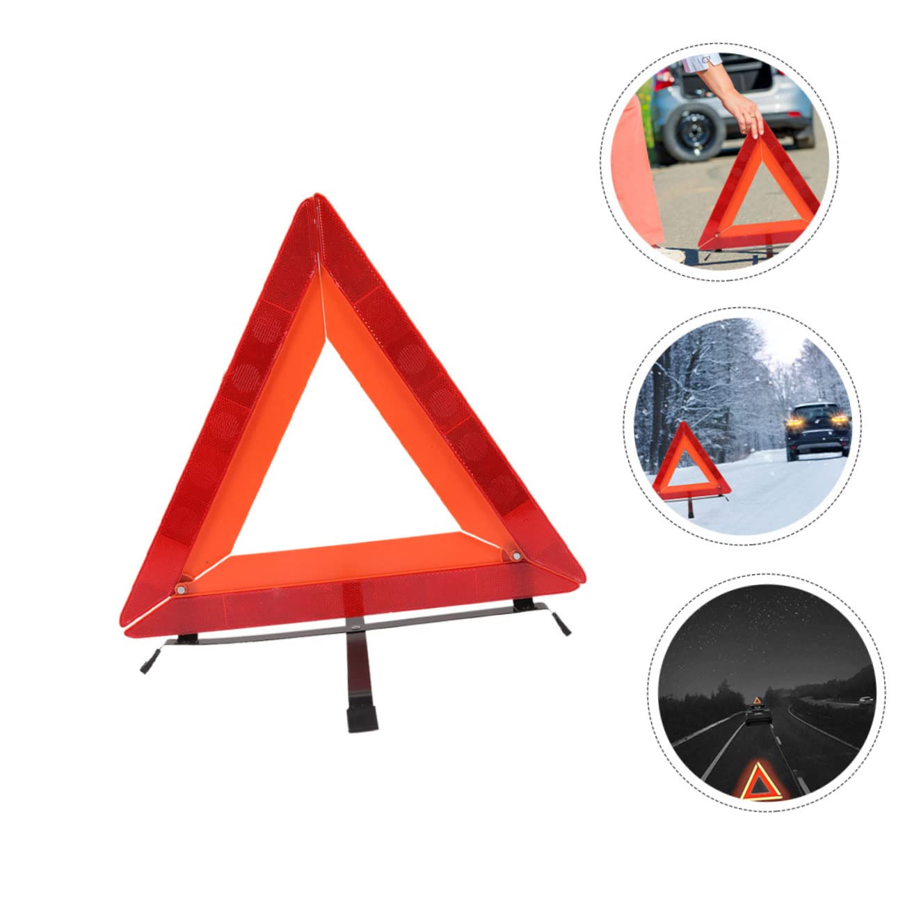 Marco de advertencia triangular, triángulos de emergencia reflectantes para coche, kit de emergencia triangular (42 x 39 cm, 3 piezas)